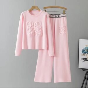 Pink Embroidered Lounge Set